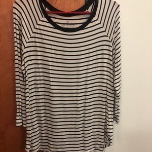 American Eagle Striped 3/4 sleeve shirt